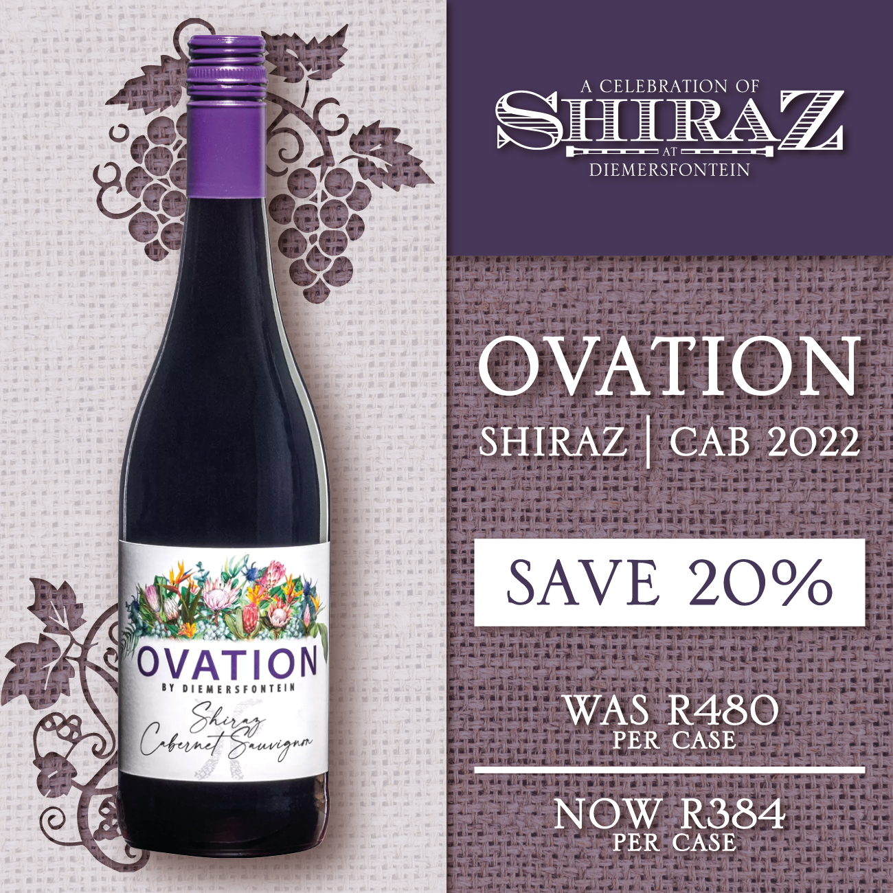Featured image for “OVATION SHIRAZ/CABERNET SAUVIGNON 2022”